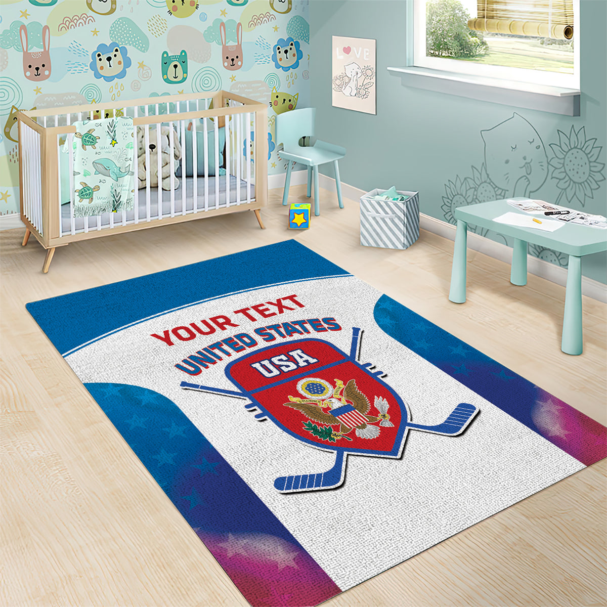 Custom United States Hockey Area Rug 2024 Go USA - Wonder Print Shop