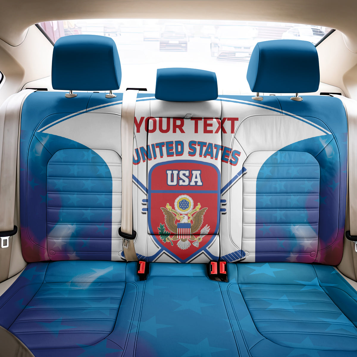 Custom United States Hockey Back Car Seat Cover 2024 Go USA - Wonder Print Shop