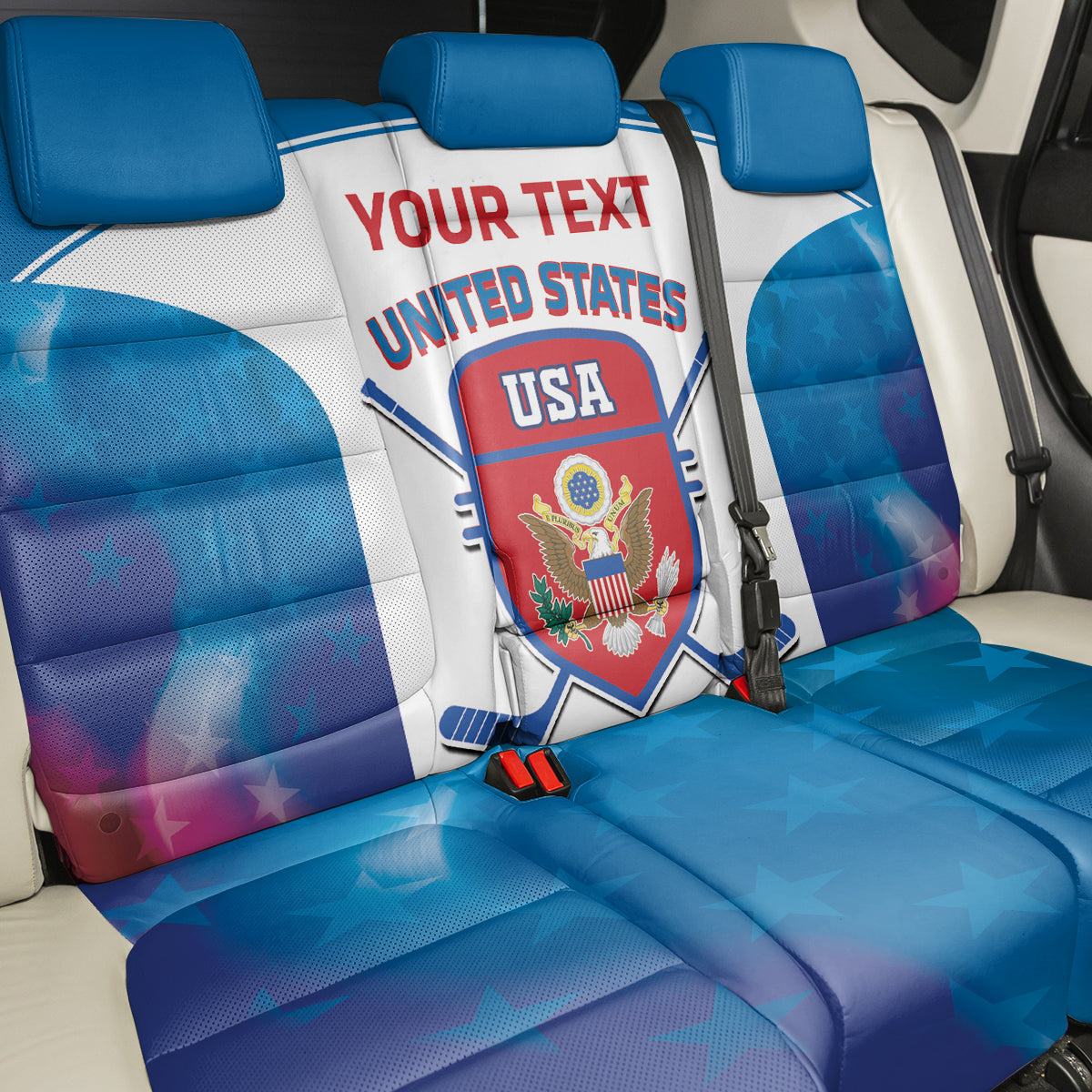 Custom United States Hockey Back Car Seat Cover 2024 Go USA - Wonder Print Shop