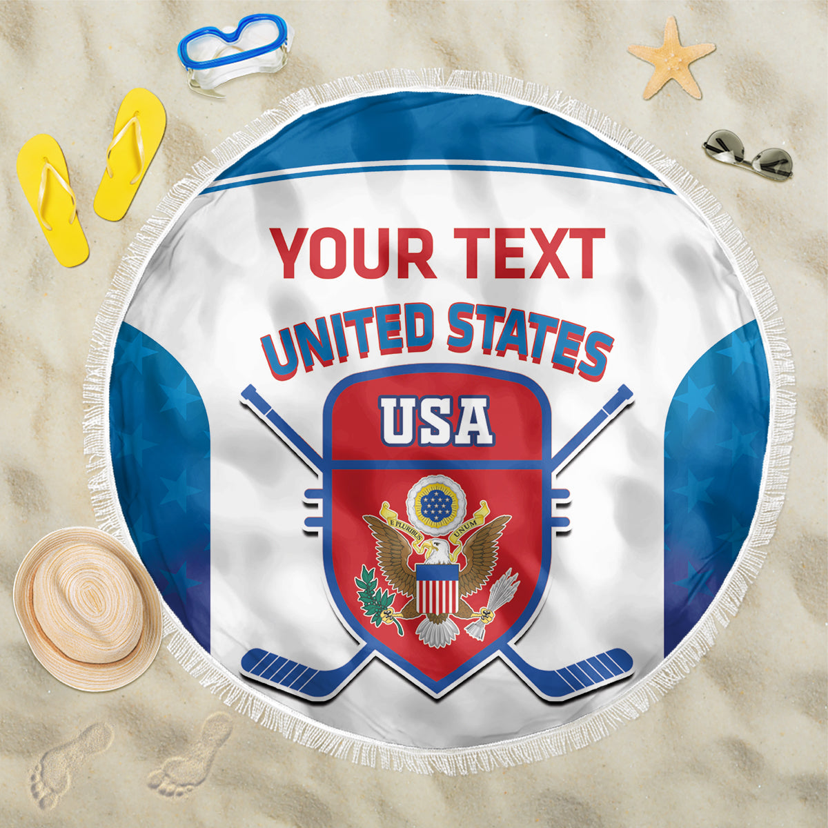Custom United States Hockey Beach Blanket 2024 Go USA - Wonder Print Shop