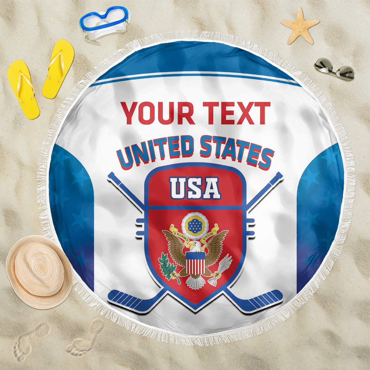 Custom United States Hockey Beach Blanket 2024 Go USA