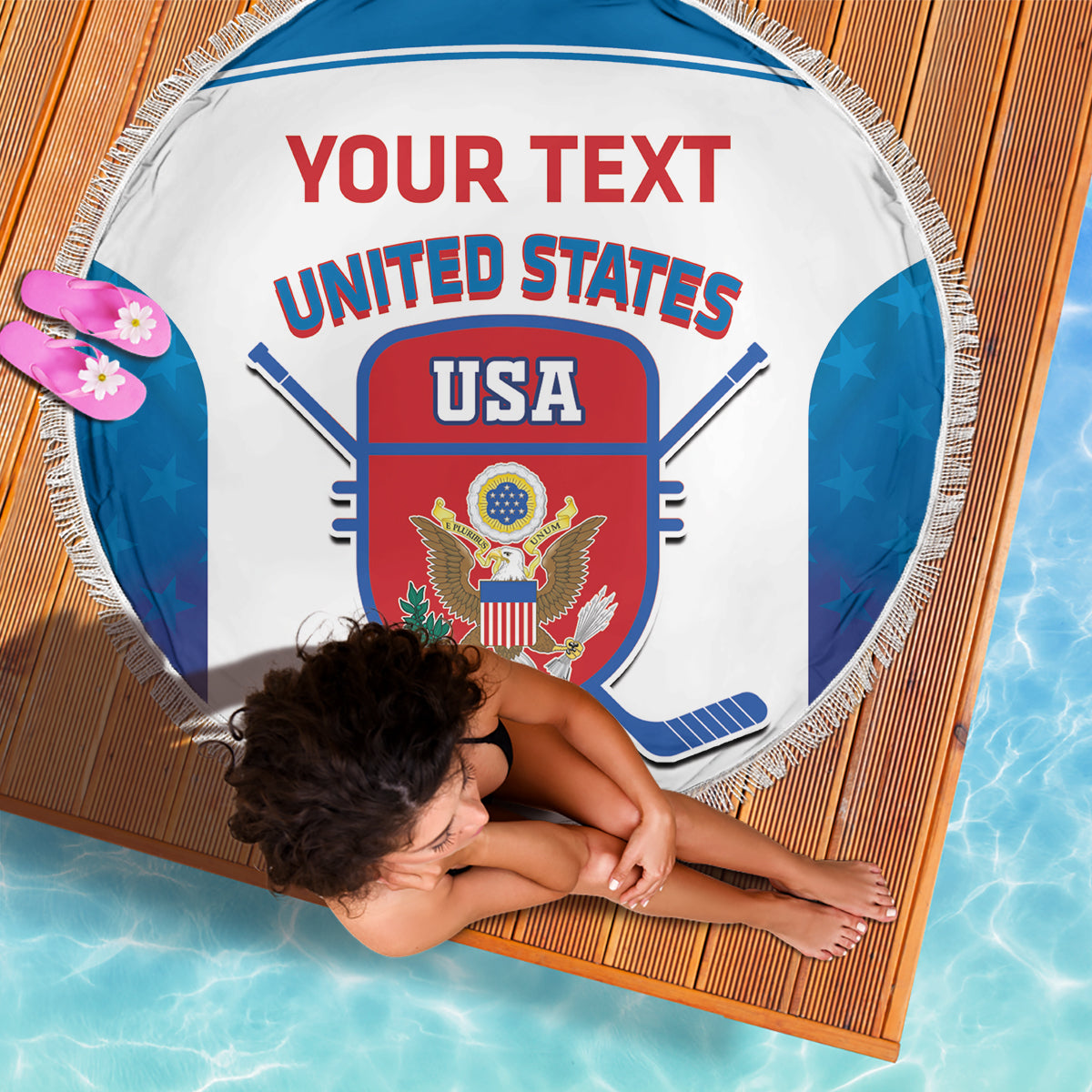 Custom United States Hockey Beach Blanket 2024 Go USA - Wonder Print Shop