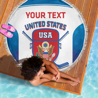 Custom United States Hockey Beach Blanket 2024 Go USA - Wonder Print Shop