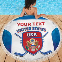 Custom United States Hockey Beach Blanket 2024 Go USA - Wonder Print Shop