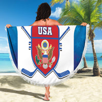 Custom United States Hockey Beach Blanket 2024 Go USA - Wonder Print Shop