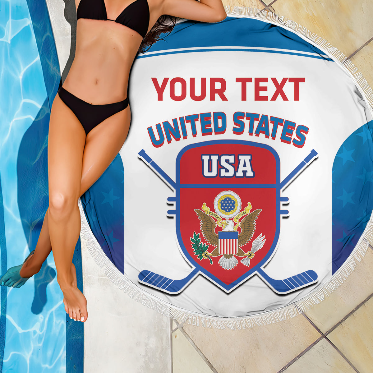 Custom United States Hockey Beach Blanket 2024 Go USA - Wonder Print Shop