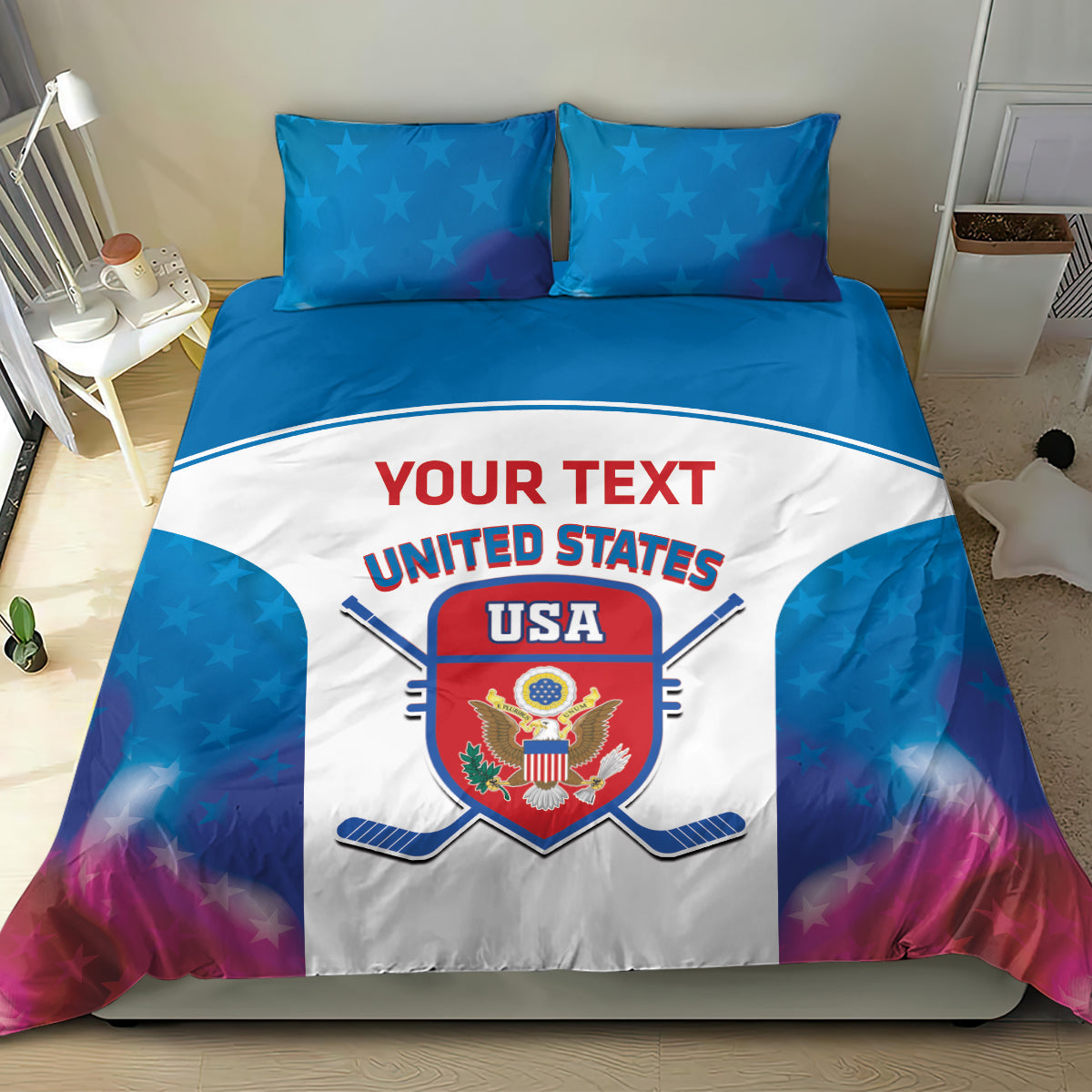 Custom United States Hockey Bedding Set 2024 Go USA - Wonder Print Shop