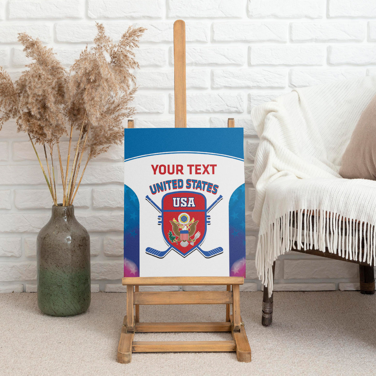 Custom United States Hockey Canvas Wall Art 2024 Go USA - Wonder Print Shop