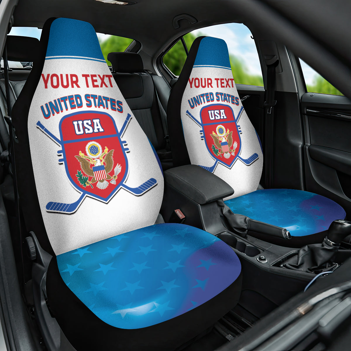Custom United States Hockey Car Seat Cover 2024 Go USA