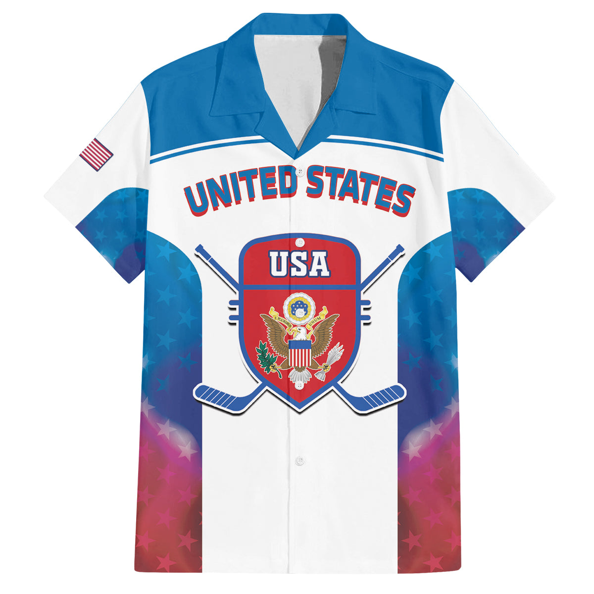 Custom United States Hockey Family Matching Off Shoulder Short Dress and Hawaiian Shirt 2024 Go USA - Wonder Print Shop