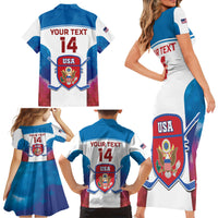 Custom United States Hockey Family Matching Short Sleeve Bodycon Dress and Hawaiian Shirt 2024 Go USA - Wonder Print Shop