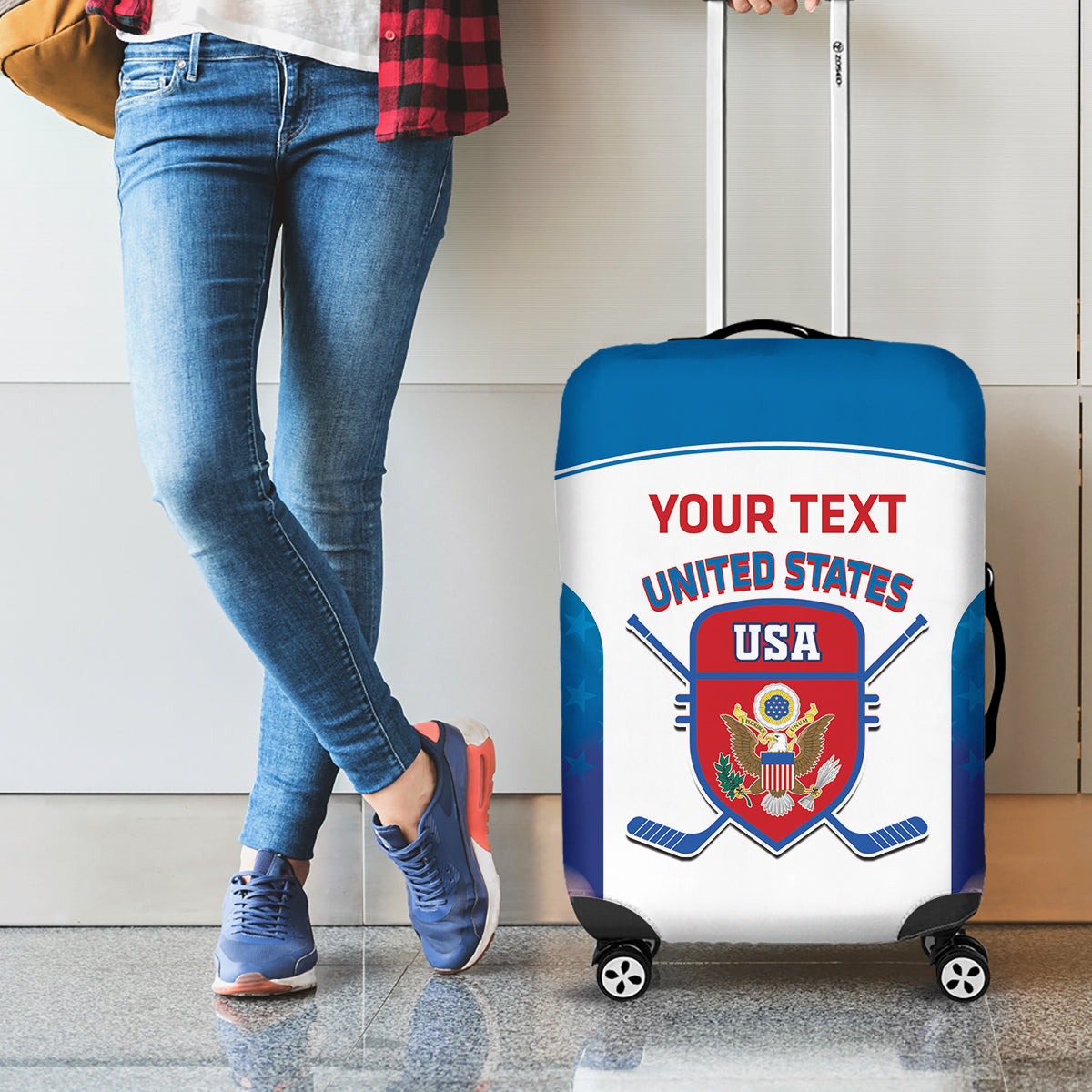 Custom United States Hockey Luggage Cover 2024 Go USA - Wonder Print Shop