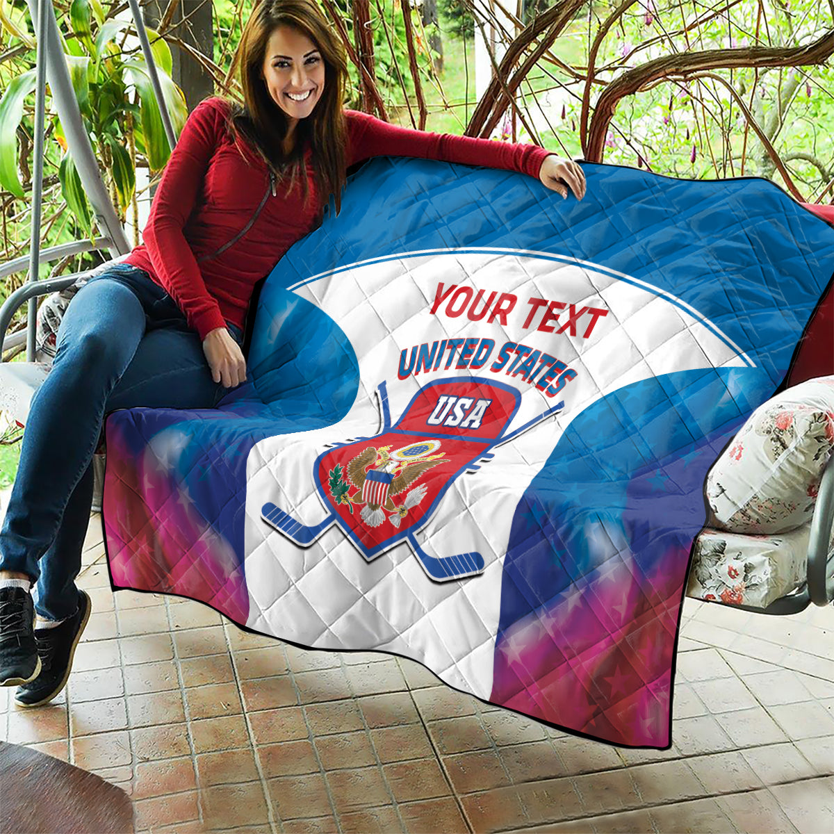 Custom United States Hockey Quilt 2024 Go USA - Wonder Print Shop