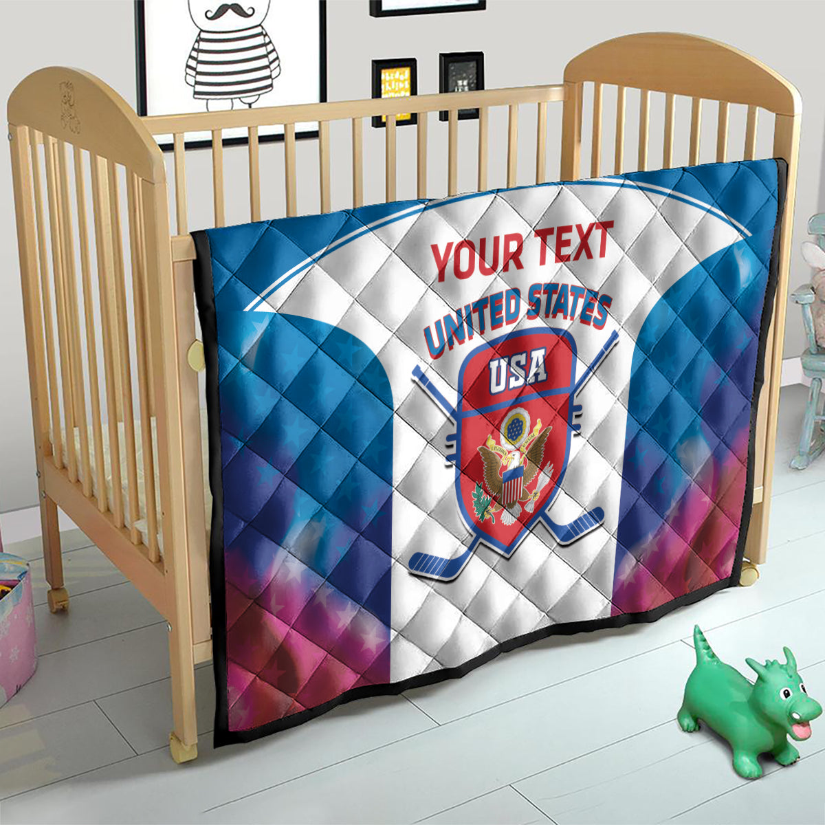 Custom United States Hockey Quilt 2024 Go USA - Wonder Print Shop