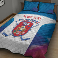 Custom United States Hockey Quilt Bed Set 2024 Go USA - Wonder Print Shop