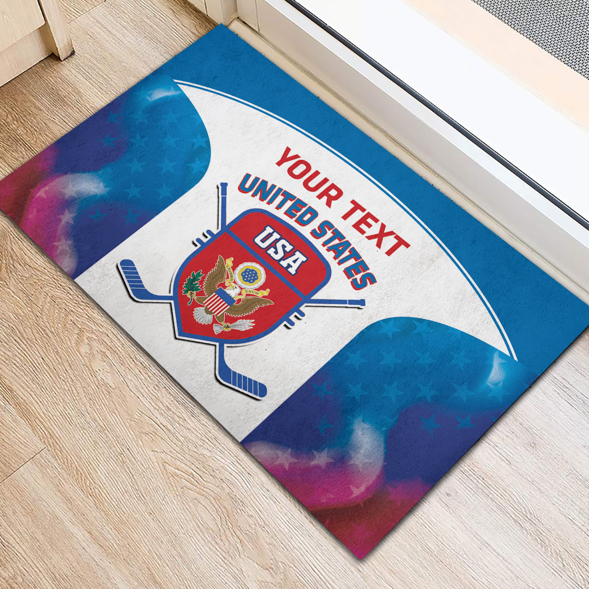 Custom United States Hockey Rubber Doormat 2024 Go USA - Wonder Print Shop