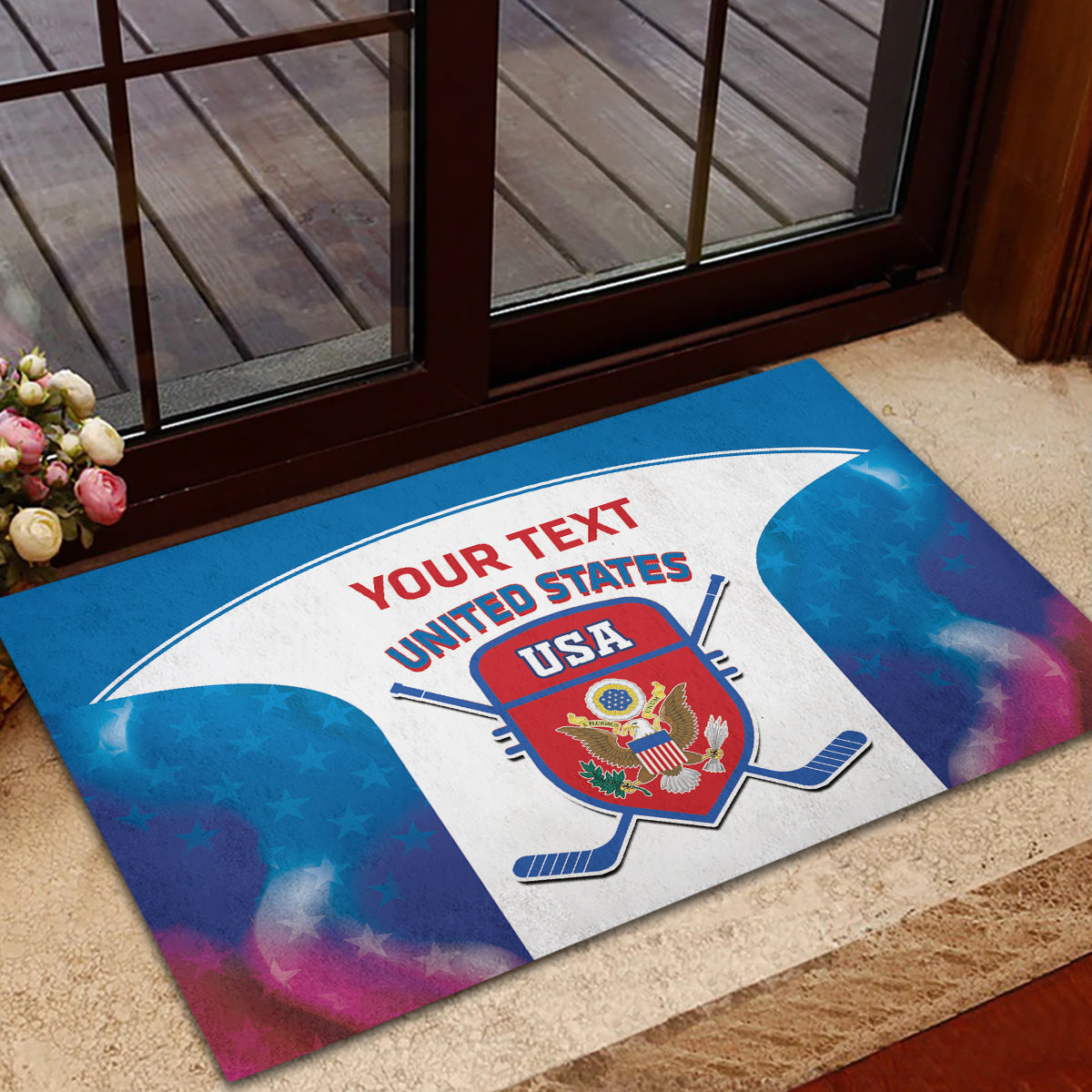 Custom United States Hockey Rubber Doormat 2024 Go USA - Wonder Print Shop