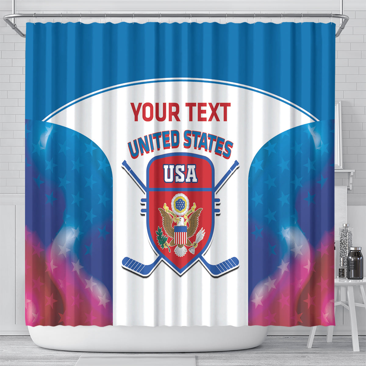 Custom United States Hockey Shower Curtain 2024 Go USA