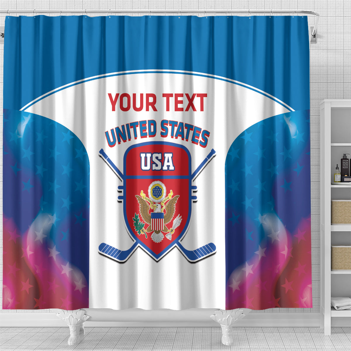 Custom United States Hockey Shower Curtain 2024 Go USA