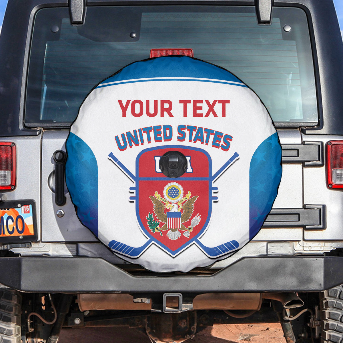 Custom United States Hockey Spare Tire Cover 2024 Go USA - Wonder Print Shop