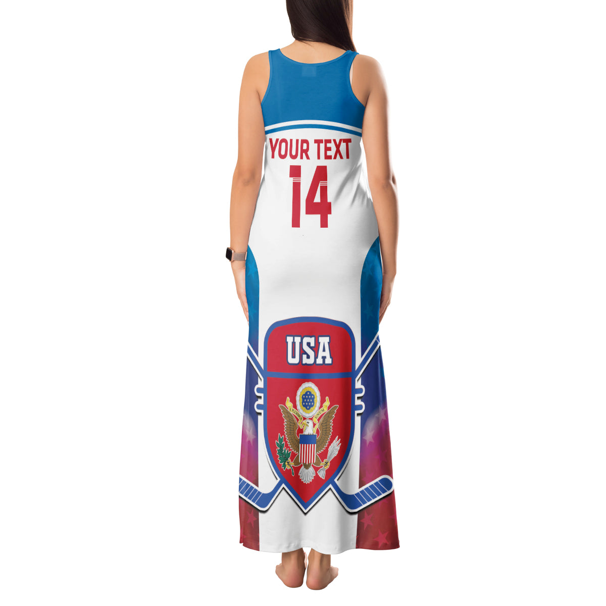 Custom United States Hockey Tank Maxi Dress 2024 Go USA - Wonder Print Shop