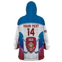 Custom United States Hockey Wearable Blanket Hoodie 2024 Go USA - Wonder Print Shop