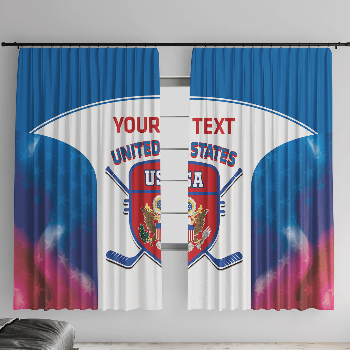 Custom United States Hockey Window Curtain 2024 Go USA - Wonder Print Shop