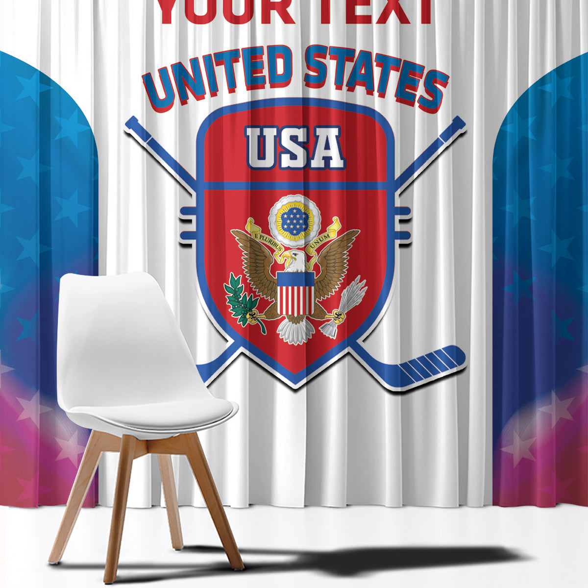 Custom United States Hockey Window Curtain 2024 Go USA - Wonder Print Shop
