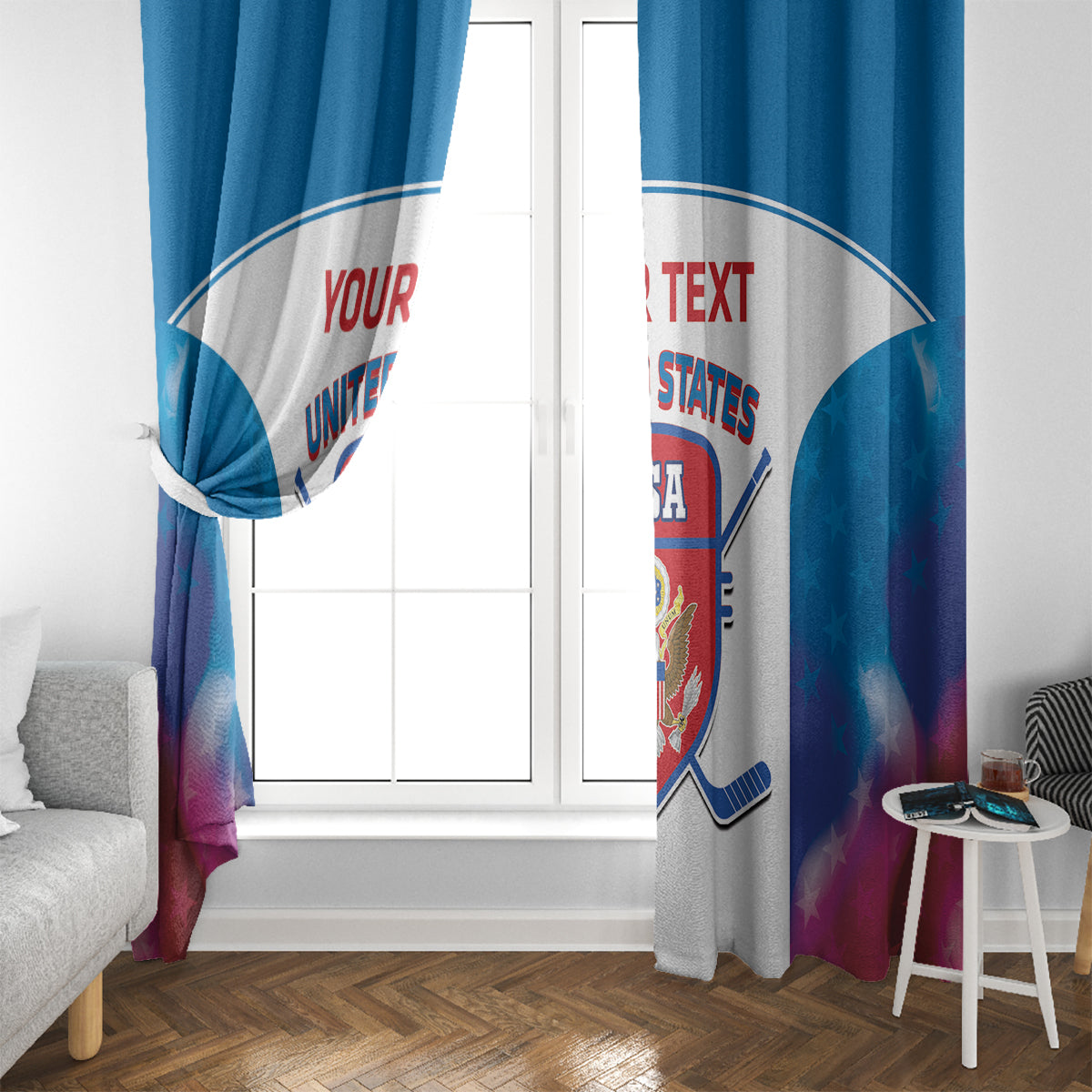 Custom United States Hockey Window Curtain 2024 Go USA - Wonder Print Shop