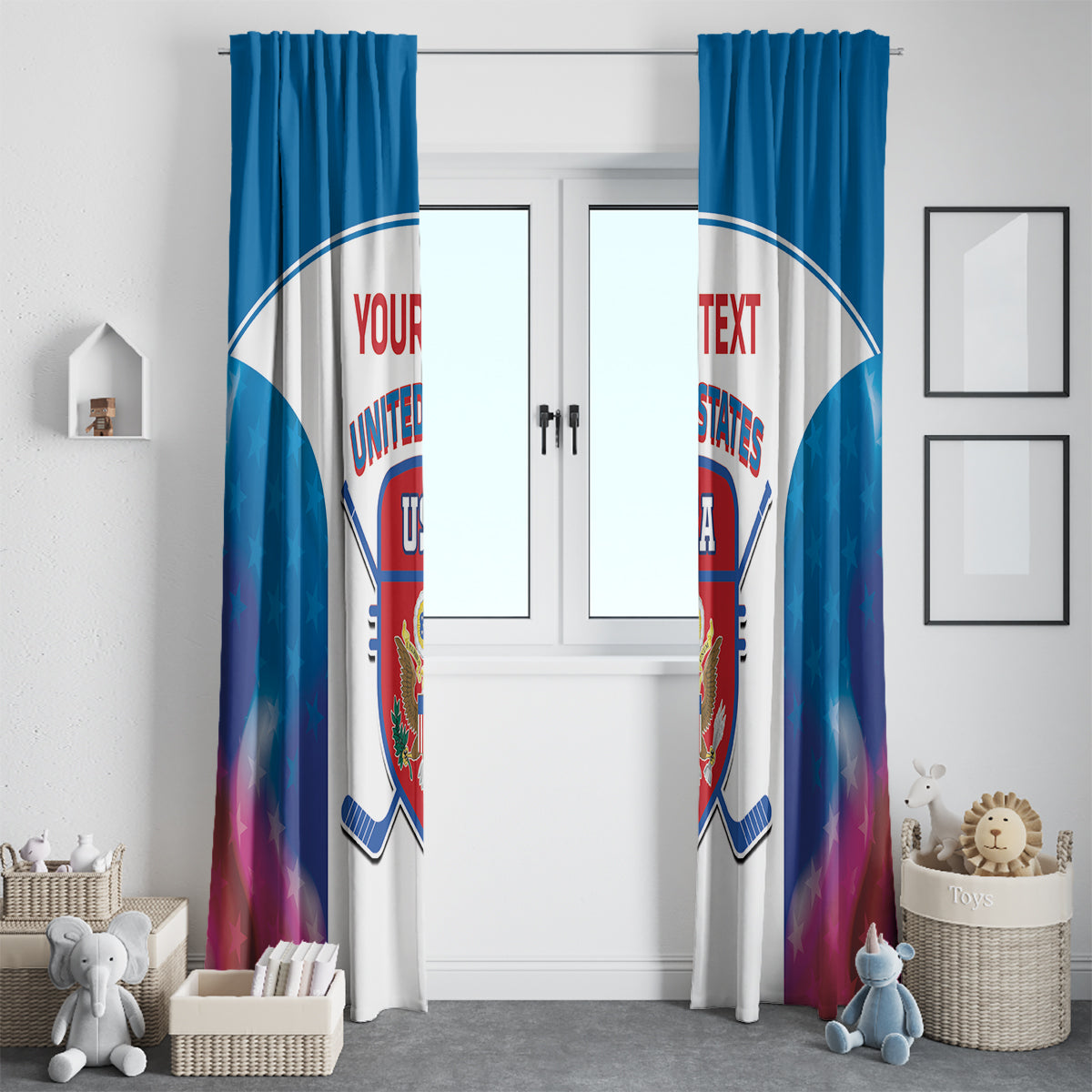 Custom United States Hockey Window Curtain 2024 Go USA - Wonder Print Shop