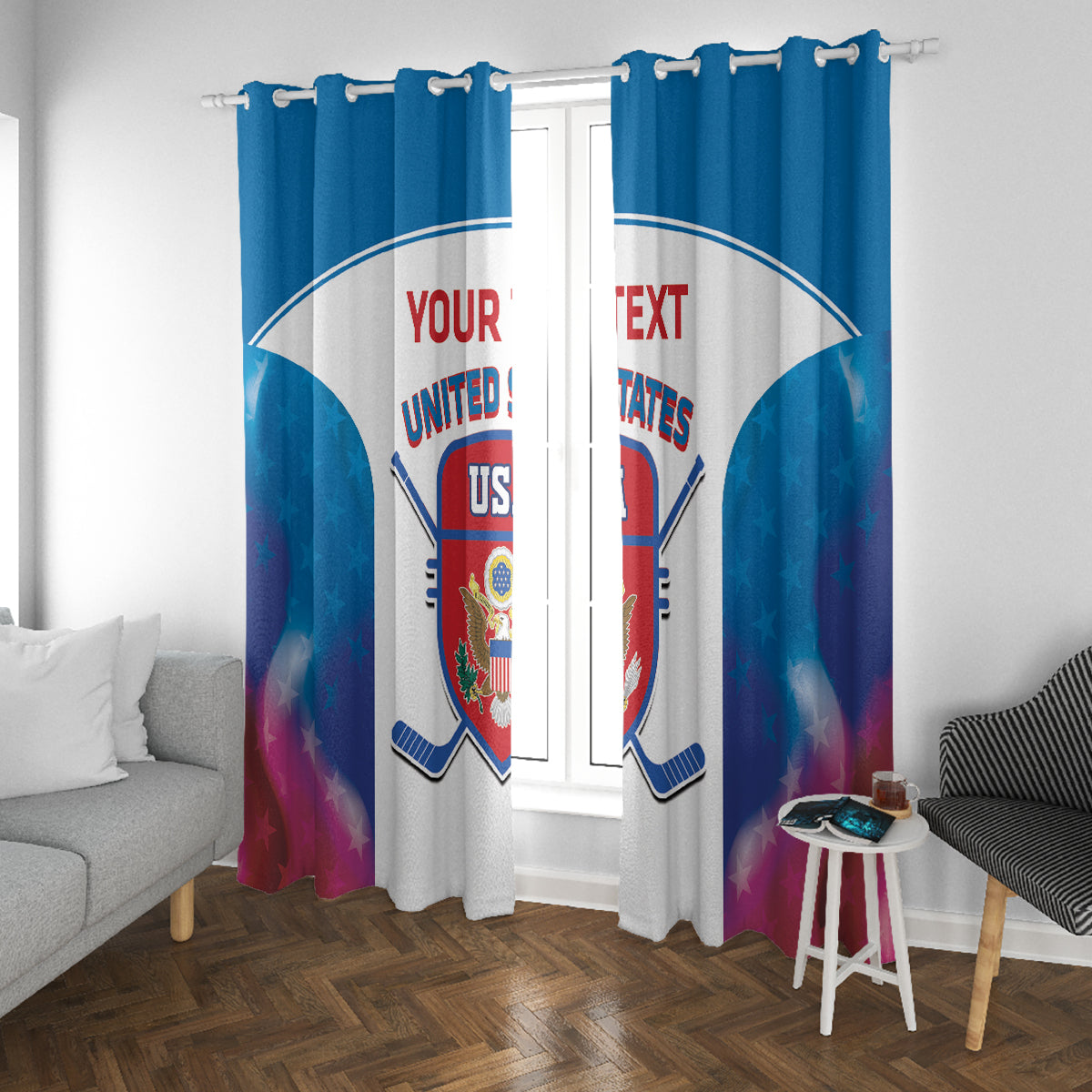 Custom United States Hockey Window Curtain 2024 Go USA - Wonder Print Shop