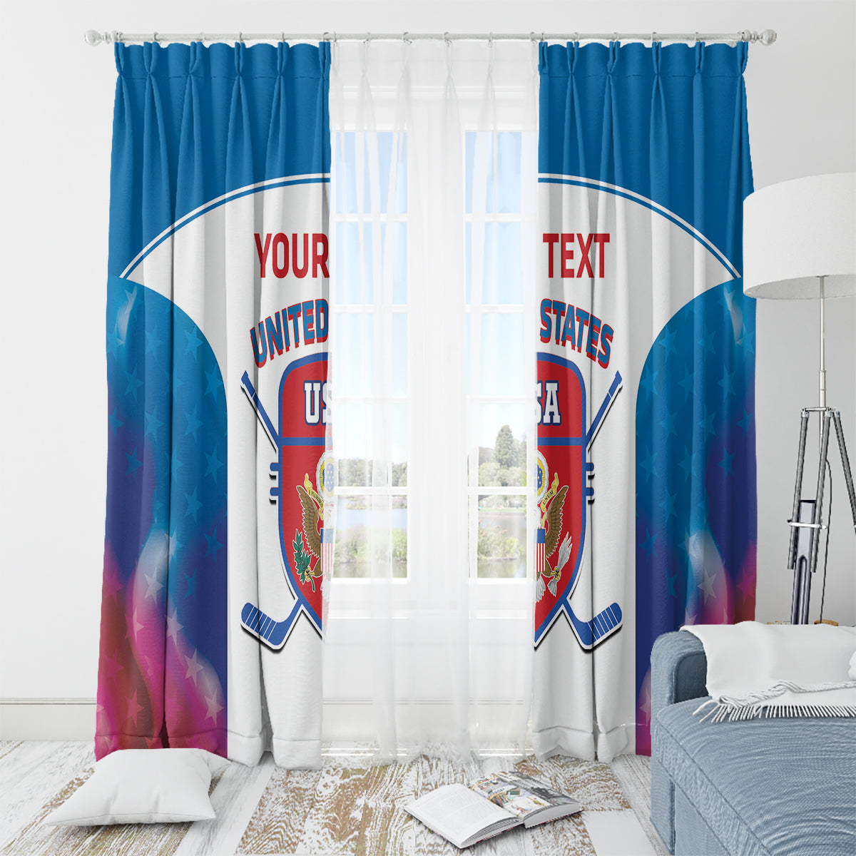 Custom United States Hockey Window Curtain 2024 Go USA - Wonder Print Shop