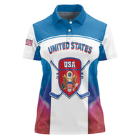Custom United States Hockey Women Polo Shirt 2024 Go USA - Wonder Print Shop