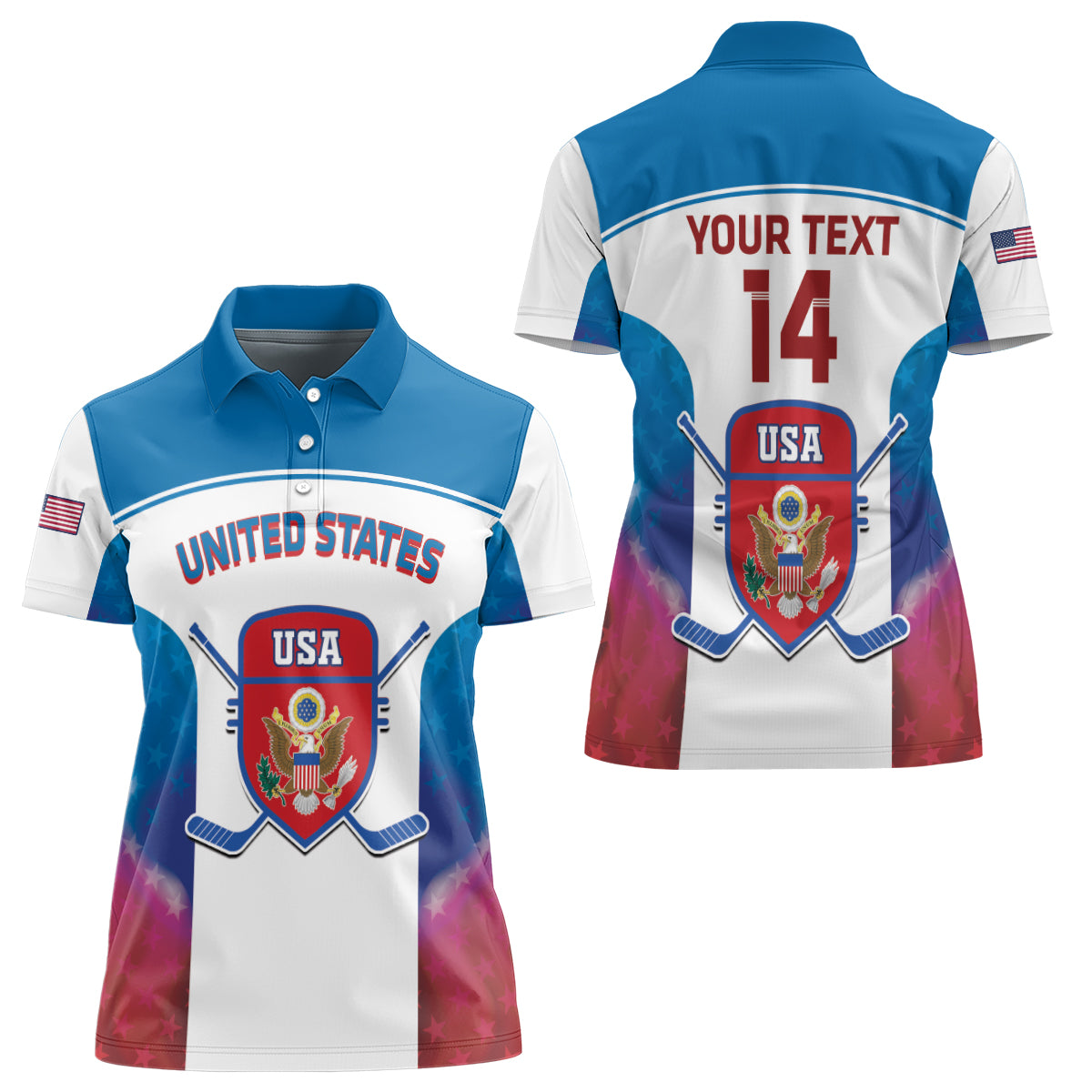 Custom United States Hockey Women Polo Shirt 2024 Go USA - Wonder Print Shop