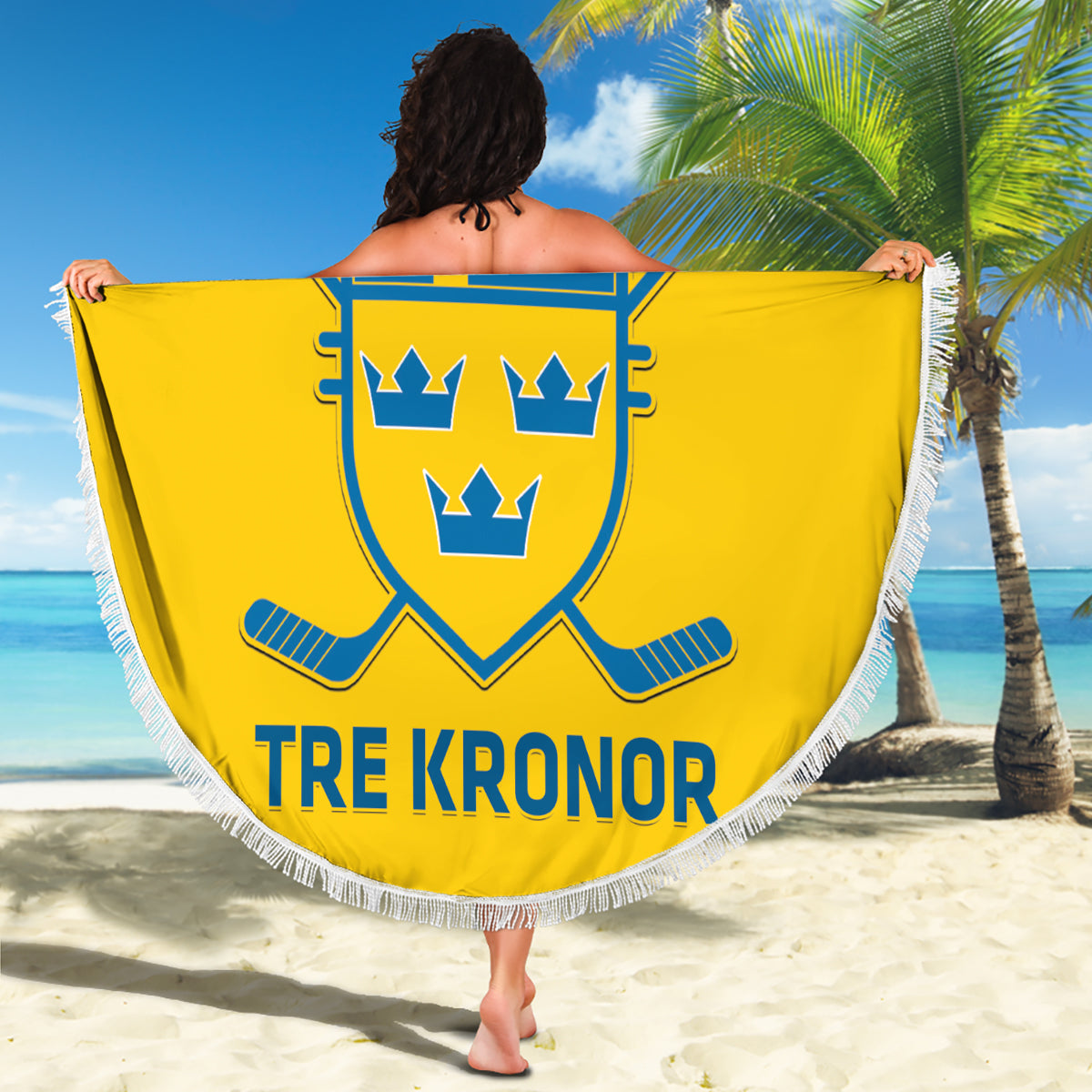 Custom Sweden Hockey Beach Blanket 2024 Go Swedish - Wonder Print Shop