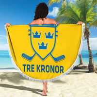 Custom Sweden Hockey Beach Blanket 2024 Go Swedish - Wonder Print Shop