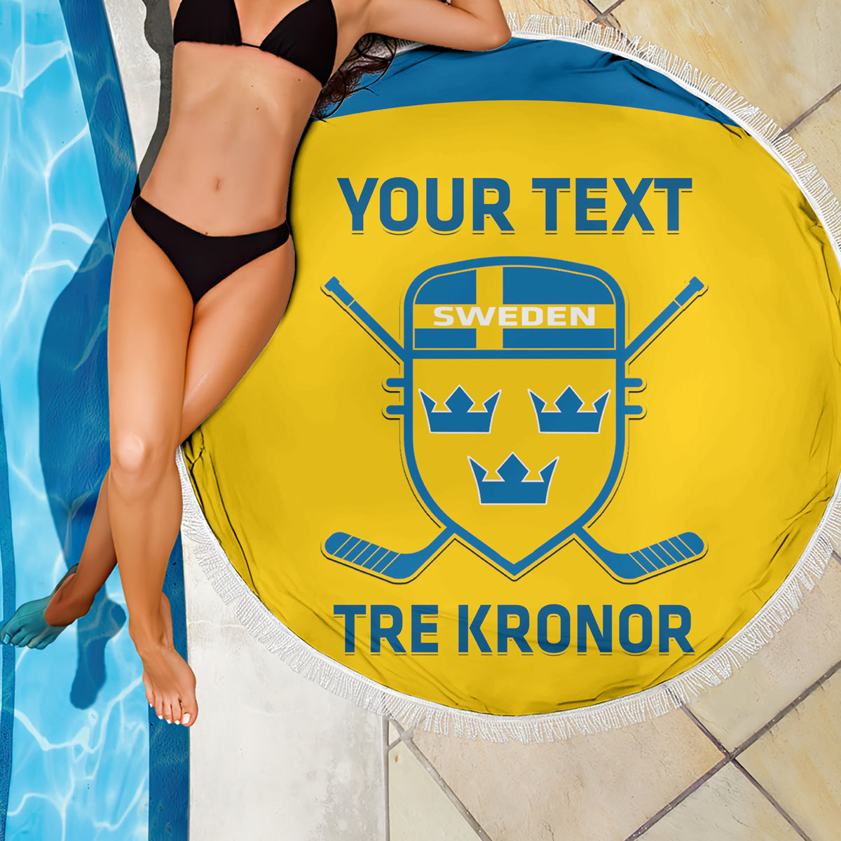 Custom Sweden Hockey Beach Blanket 2024 Go Swedish - Wonder Print Shop
