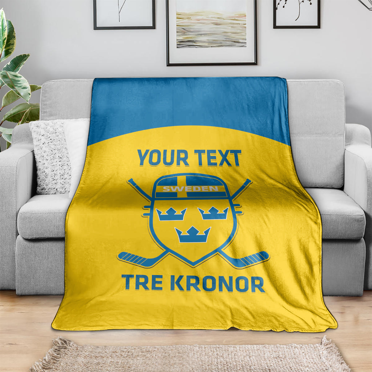 Custom Sweden Hockey Blanket 2024 Go Swedish