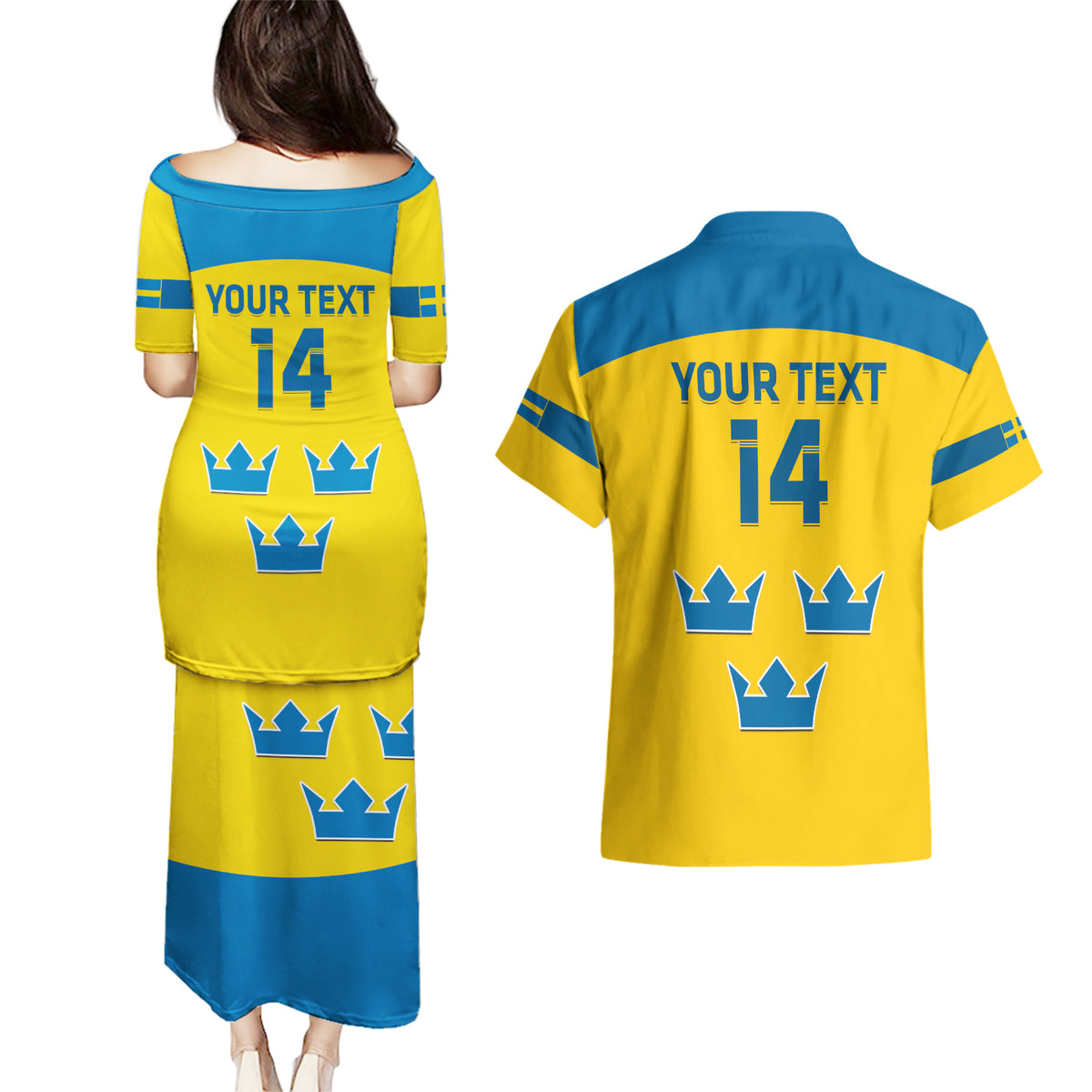 Custom Sweden Hockey Couples Matching Puletasi and Hawaiian Shirt 2024 Go Swedish - Wonder Print Shop