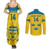 Custom Sweden Hockey Couples Matching Summer Maxi Dress and Long Sleeve Button Shirt 2024 Go Swedish - Wonder Print Shop