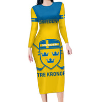 Custom Sweden Hockey Family Matching Long Sleeve Bodycon Dress and Hawaiian Shirt 2024 Go Swedish - Wonder Print Shop