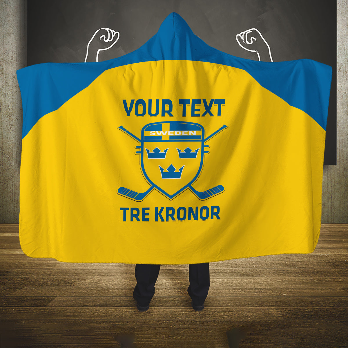 Custom Sweden Hockey Hooded Blanket 2024 Go Swedish