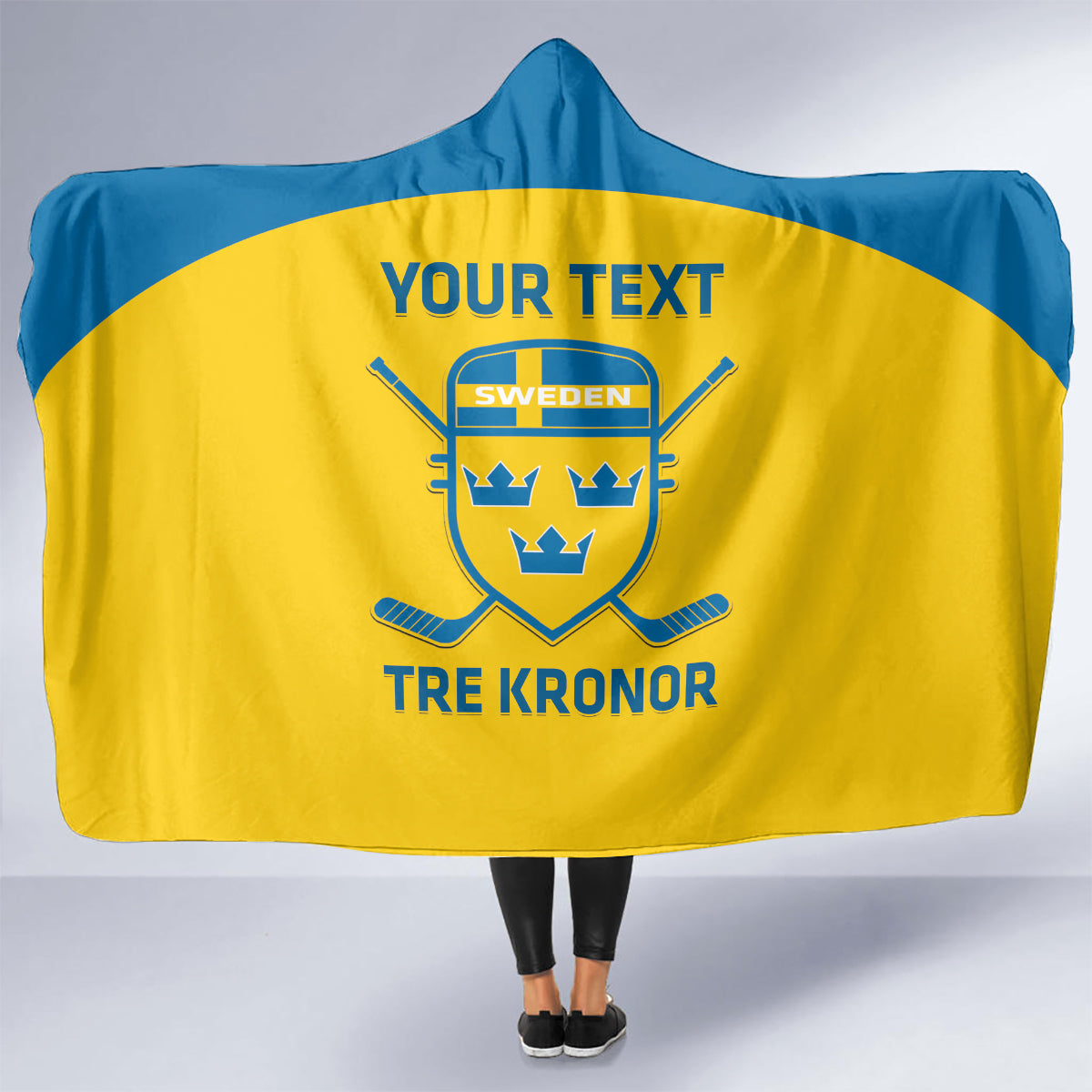Custom Sweden Hockey Hooded Blanket 2024 Go Swedish
