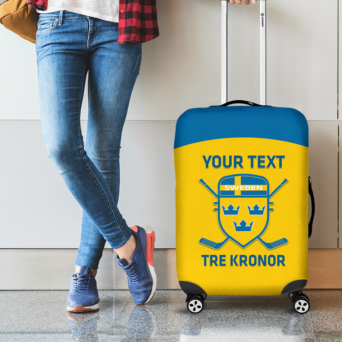 Custom Sweden Hockey Luggage Cover 2024 Go Swedish - Wonder Print Shop