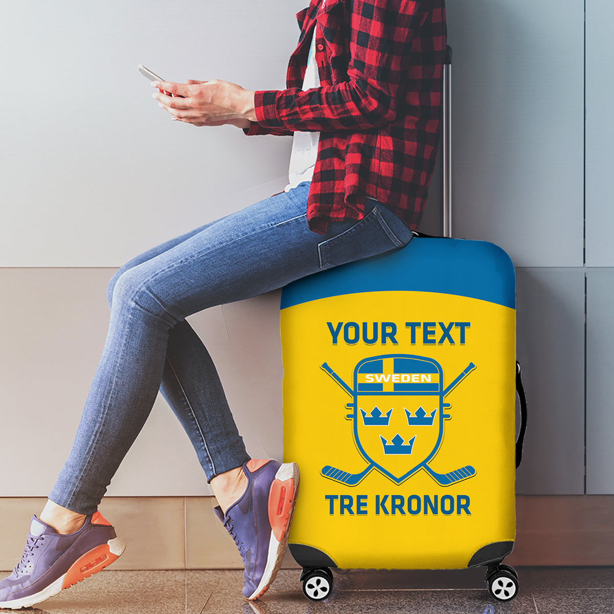 Custom Sweden Hockey Luggage Cover 2024 Go Swedish - Wonder Print Shop