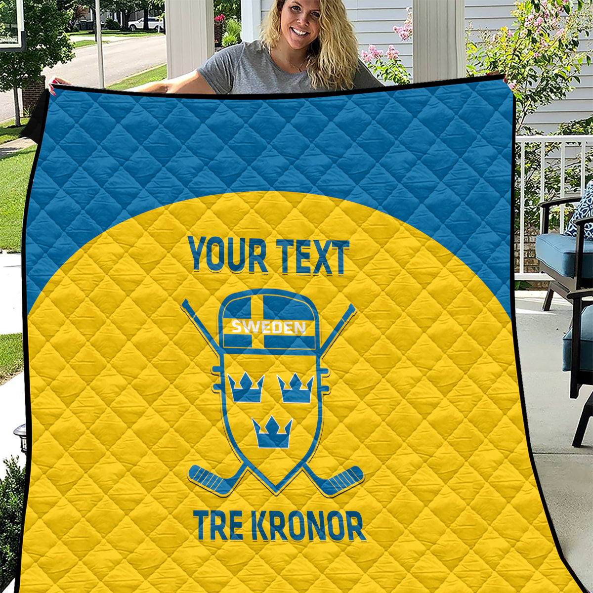 Custom Sweden Hockey Quilt 2024 Go Swedish - Wonder Print Shop