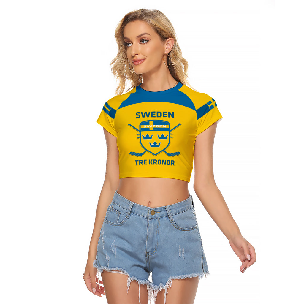Custom Sweden Hockey Raglan Cropped T Shirt 2024 Go Swedish - Wonder Print Shop