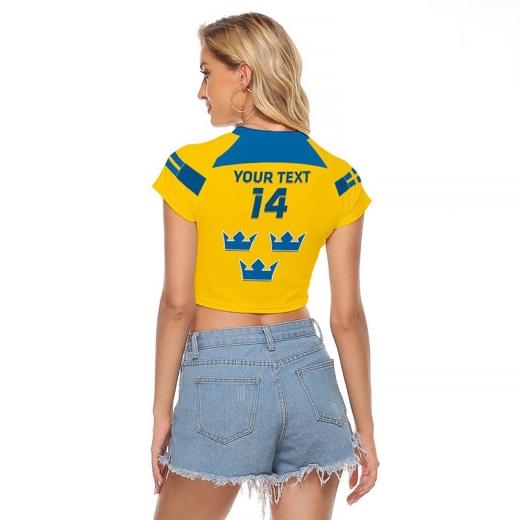 Custom Sweden Hockey Raglan Cropped T Shirt 2024 Go Swedish - Wonder Print Shop