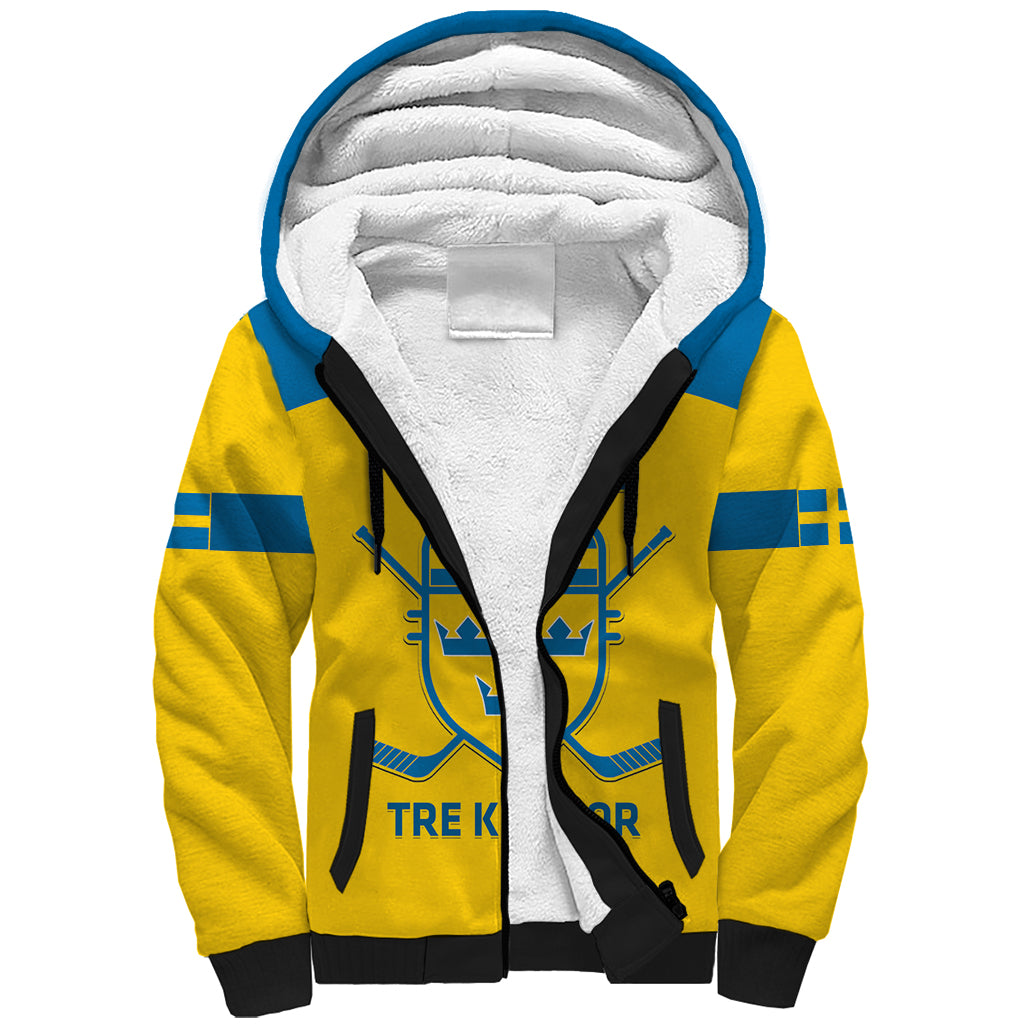 Custom Sweden Hockey Sherpa Hoodie 2024 Go Swedish - Wonder Print Shop