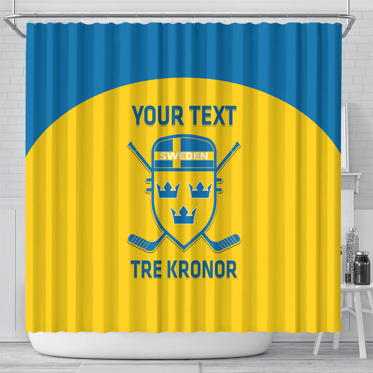 Custom Sweden Hockey Shower Curtain 2024 Go Swedish